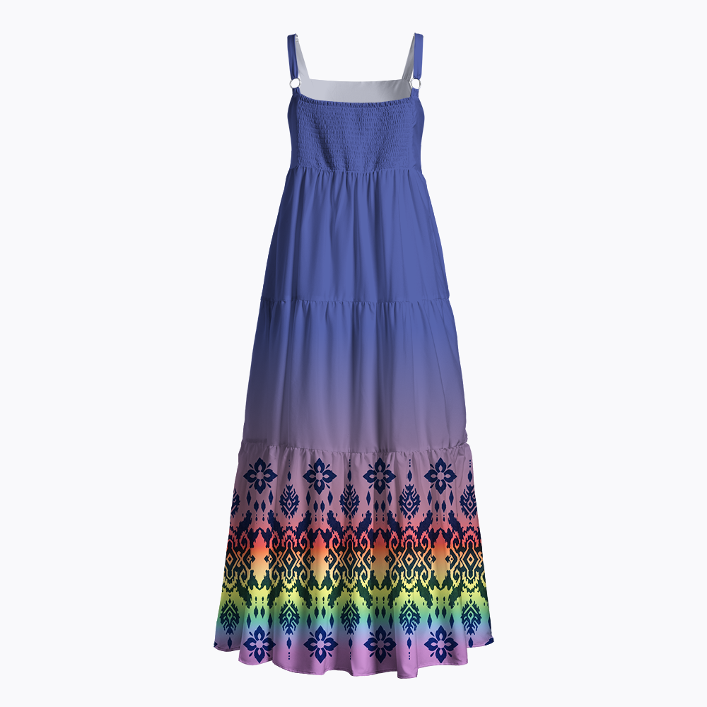 Rainbow Boho Border Pattern Maxi Dress