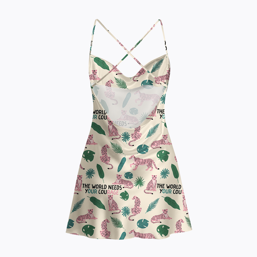 The World Needs Your Courage Satin Cross Back Mini Dresses