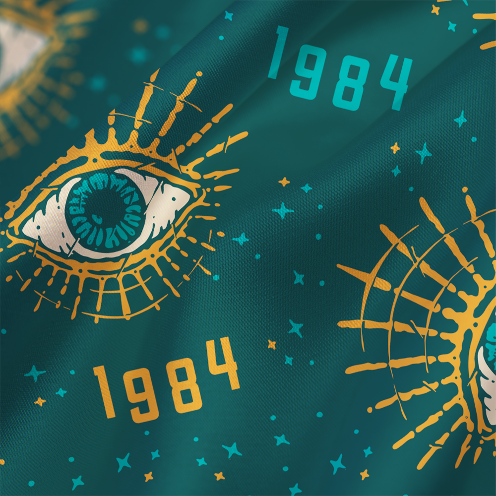 George Orwell Control The Future  Satin Cross Back Mini Dresses