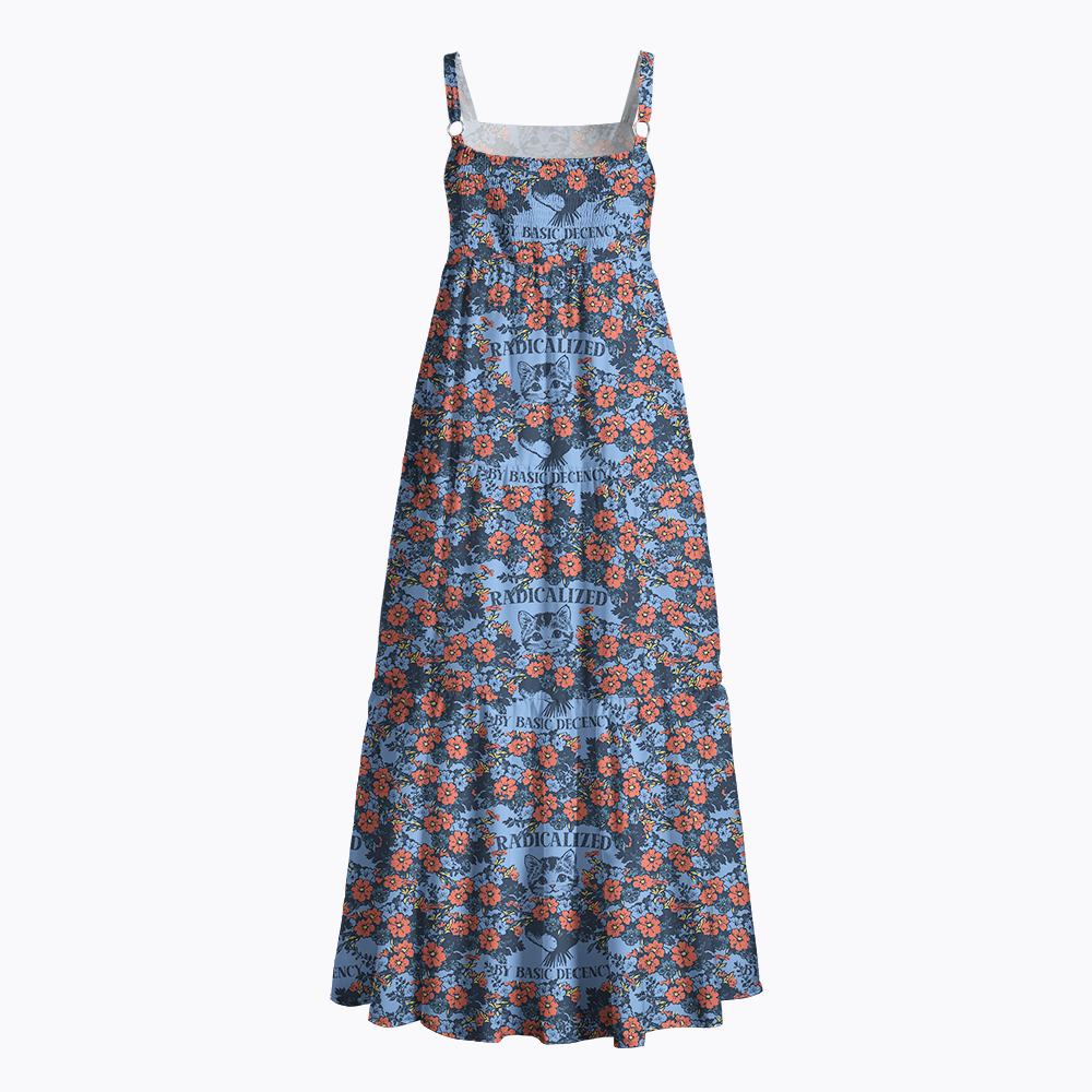 Radicalized By Basic Decency Cat Floral Feminist Maxi Dress