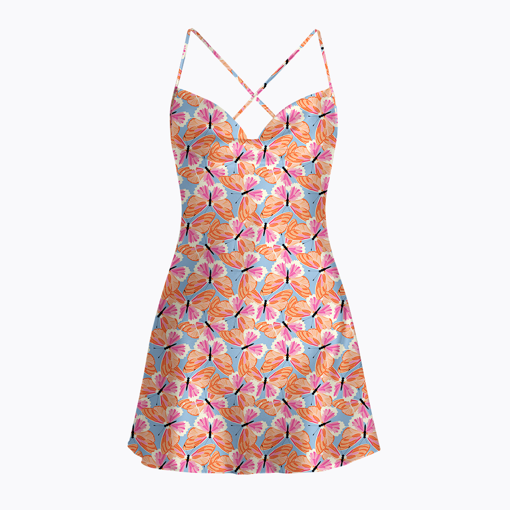 Queer Garden Bloom Satin Cross Back Mini Dresses