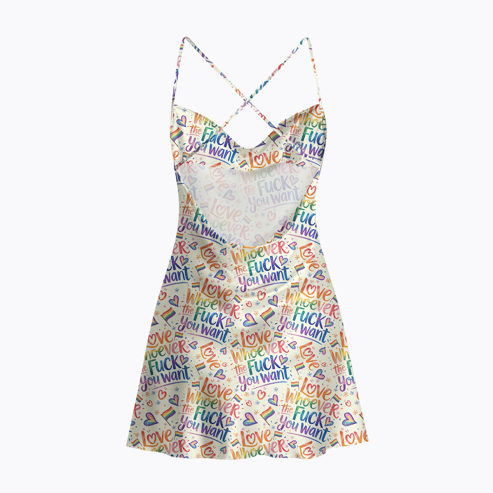 Love Whoever the F*k You Want Satin Cross Back Mini Dresses
