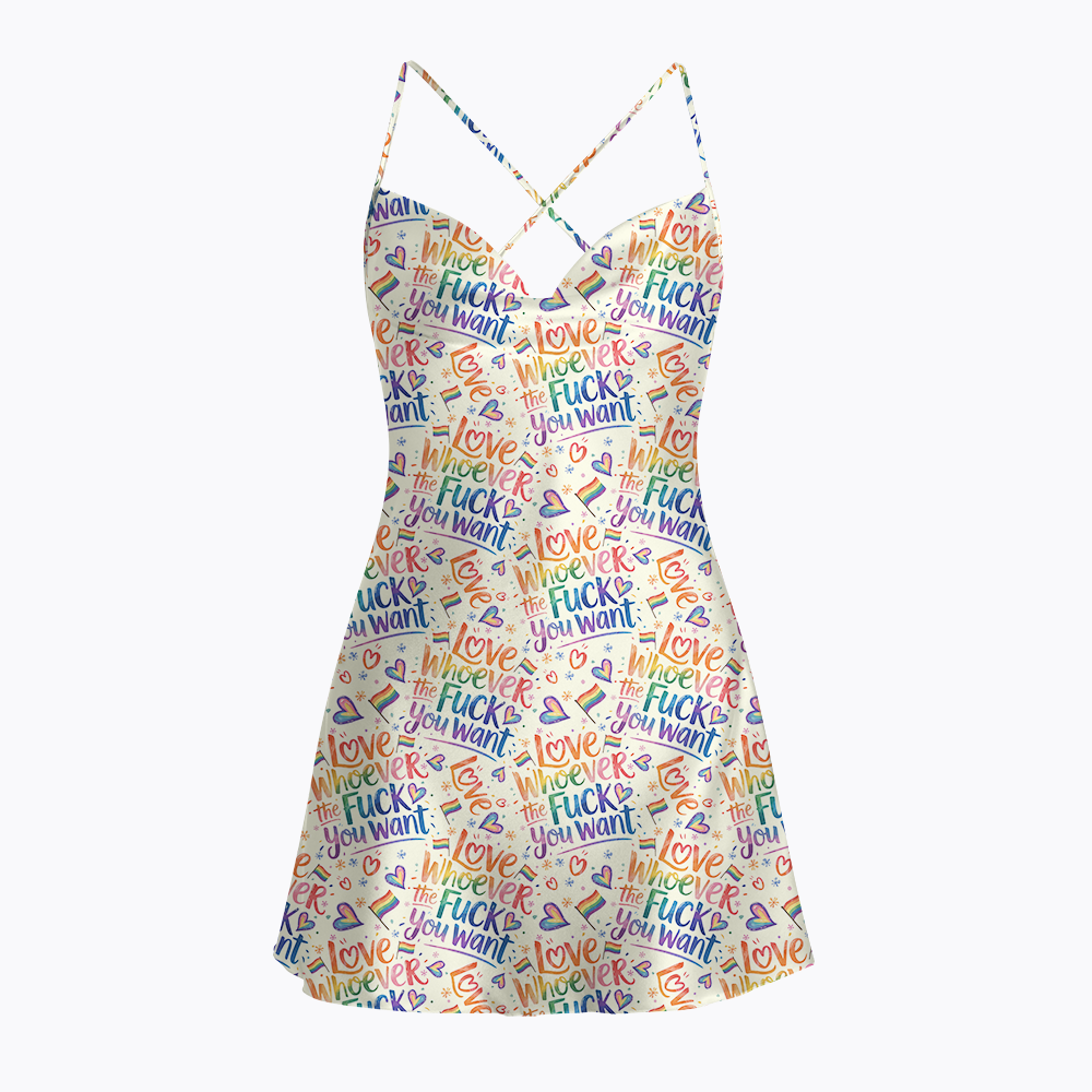 Love Whoever the F*k You Want Satin Cross Back Mini Dresses