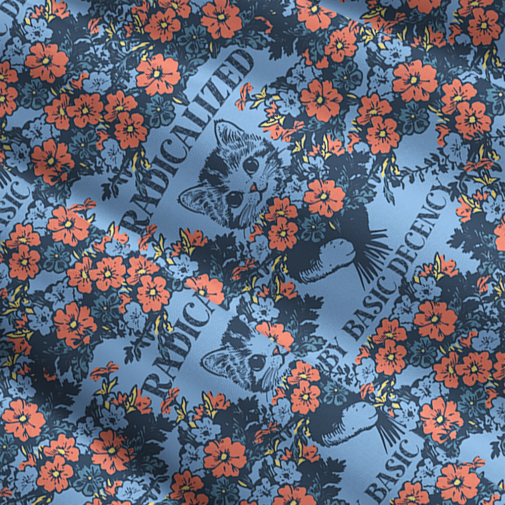 Radicalized By Basic Decency Cat Floral Feminist Maxi Skirt