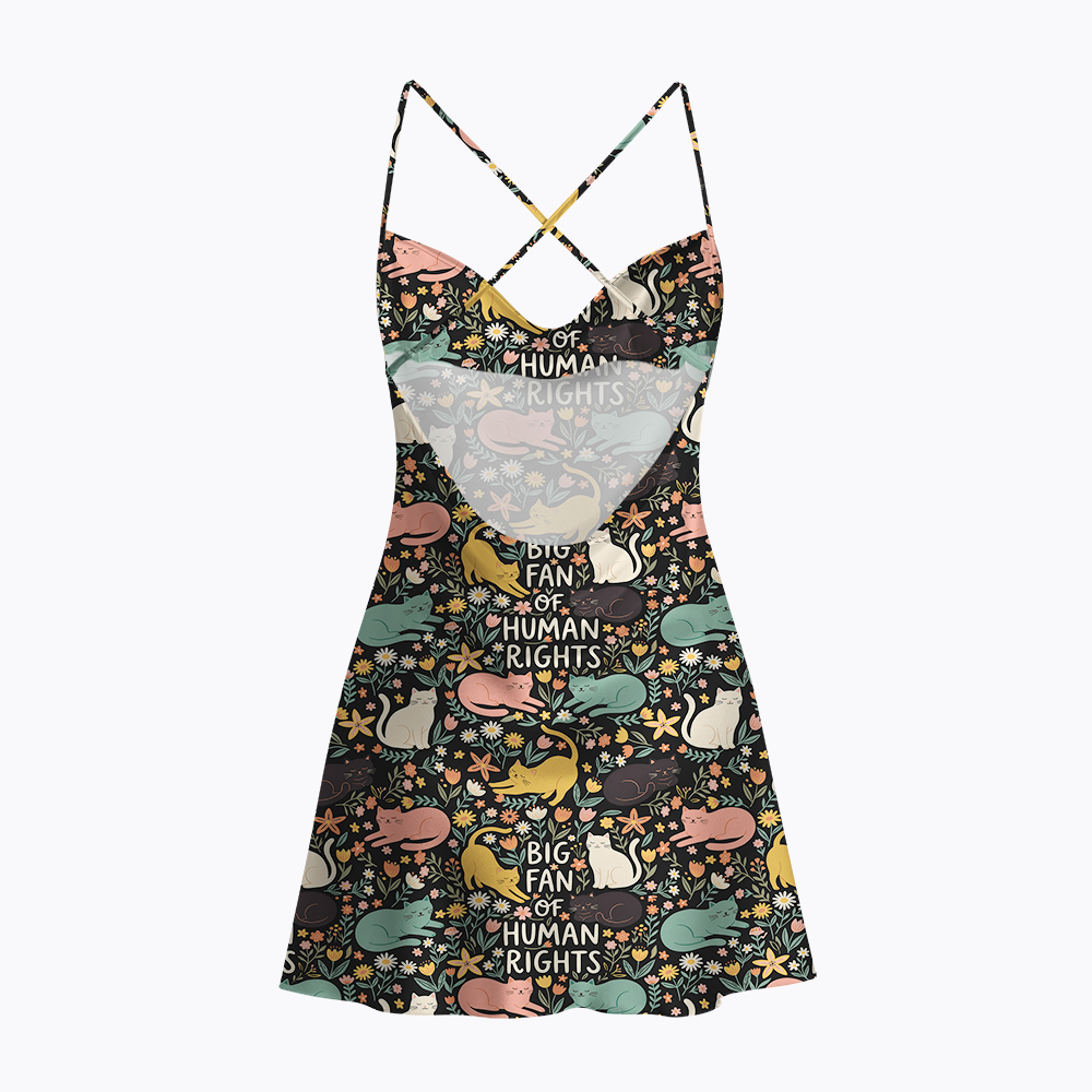 Big Fan of Human Rights Satin Cross Back Mini Dresses