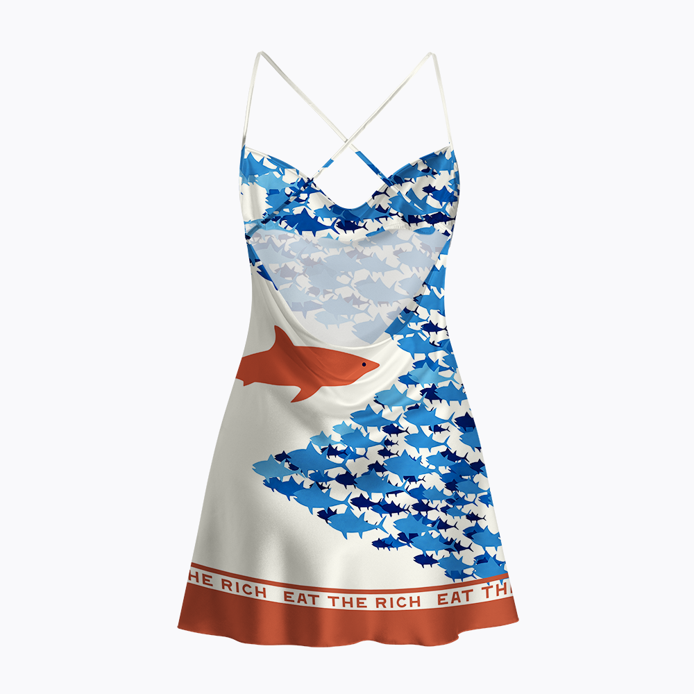 Eat the Rich Satin Cross Back Mini Dresses