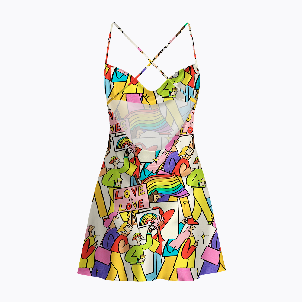 Love is Love Satin Cross Back Mini Dresses