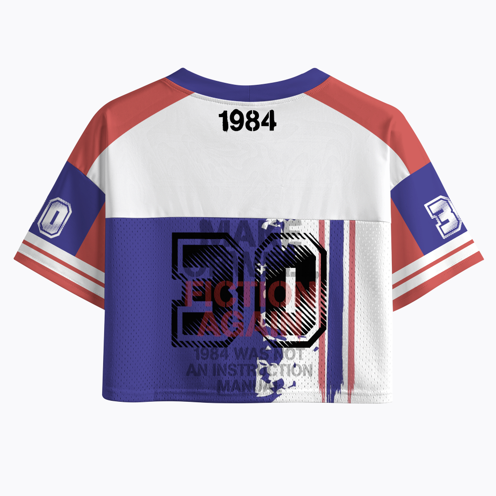 Make Orwell Fiction Again 1984 Dystopian Protest Crop Sports Jersey