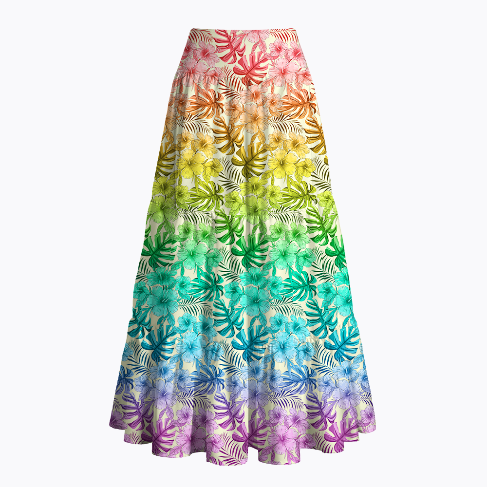 Tropical Floral Pride Month LGBTQ Maxi Skirt