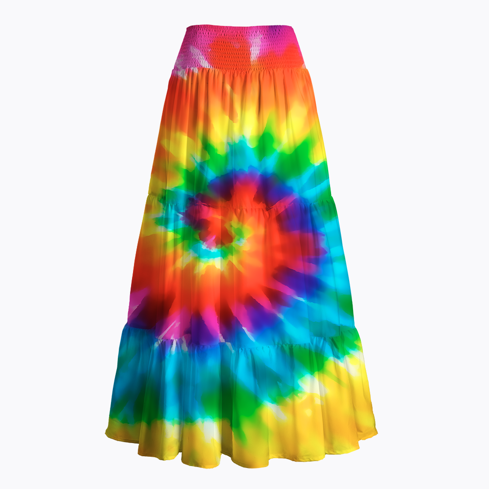 Tie Dye Rainbow Maxi Skirt
