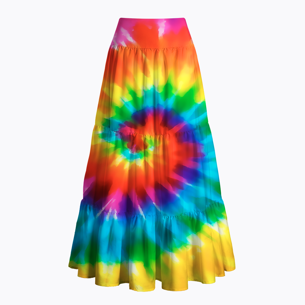 Tie Dye Rainbow Maxi Skirt