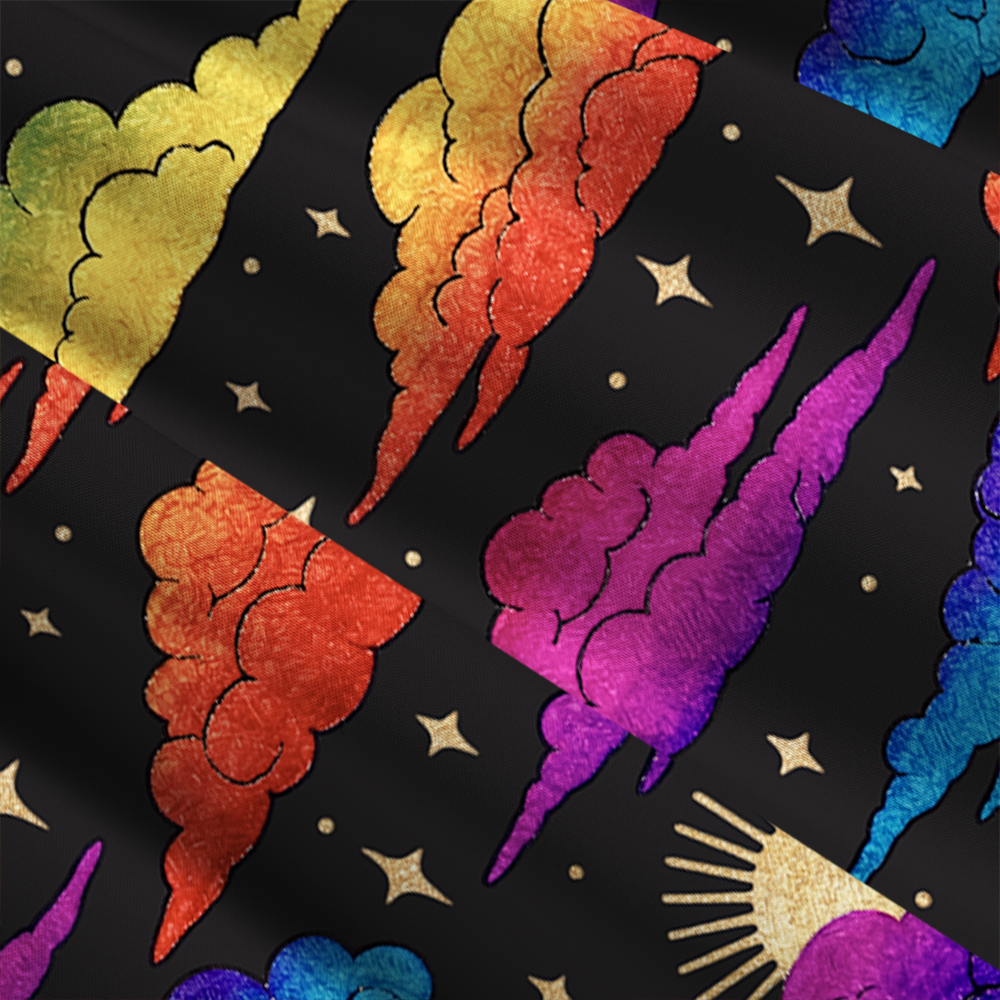 LGBTQ Rainbow Cloud Moon Star Night Sky Maxi Skirt