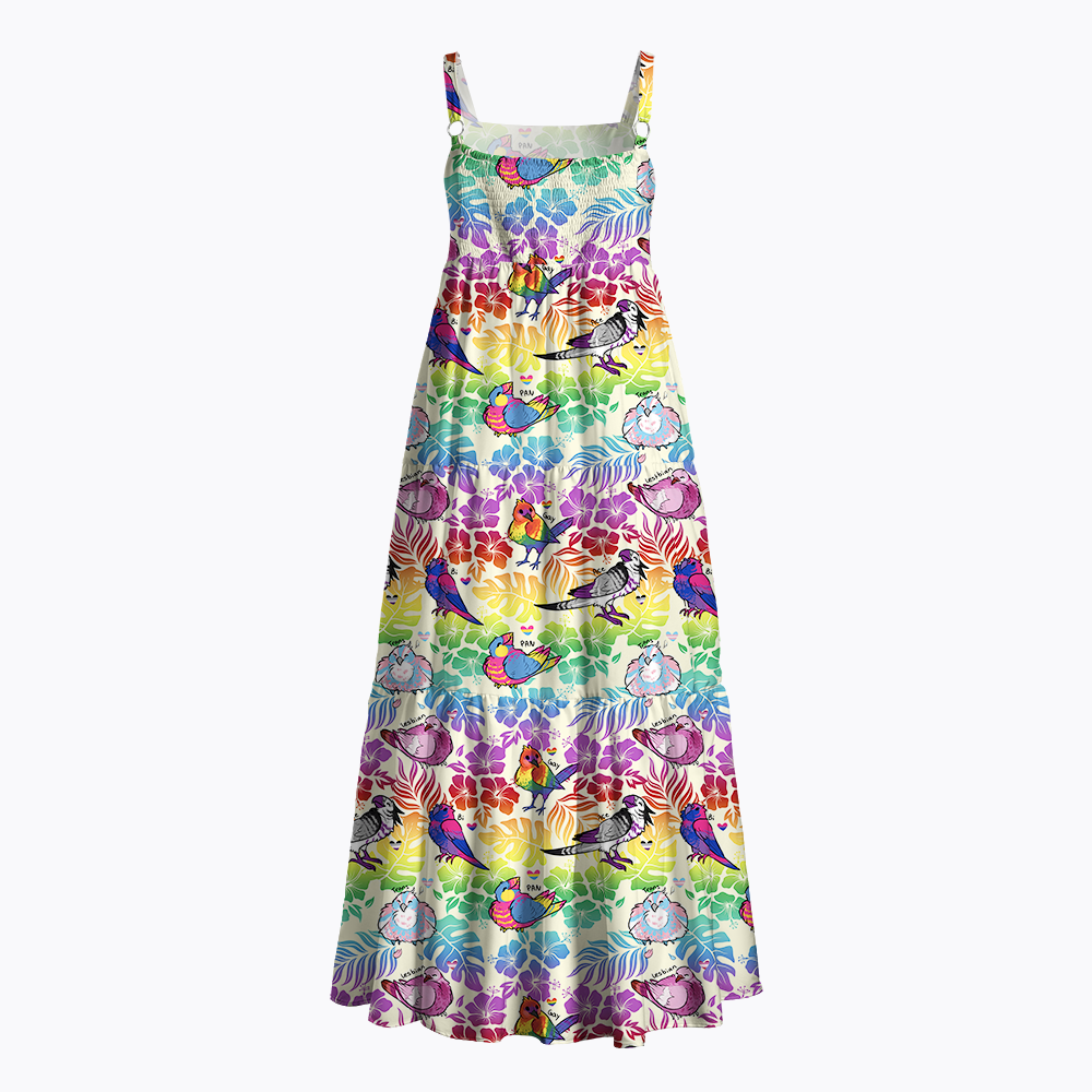Hibiscus Happy Pride Month with Pride Birds Maxi Dress