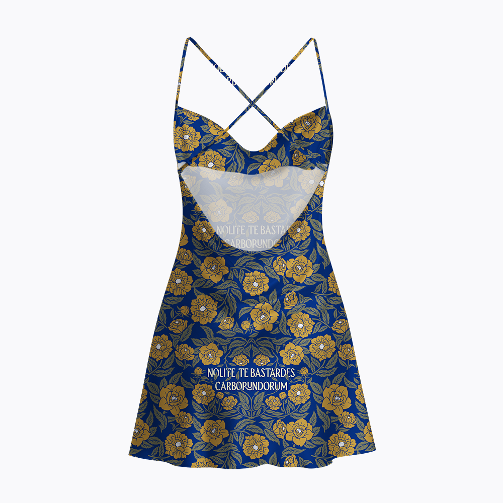 Stay Strong Floral Vintage Satin Cross Back Mini Dresses