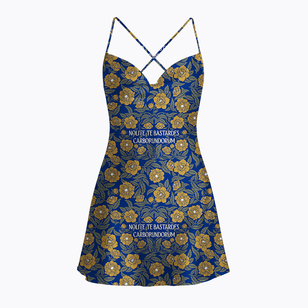 Stay Strong Floral Vintage Satin Cross Back Mini Dresses