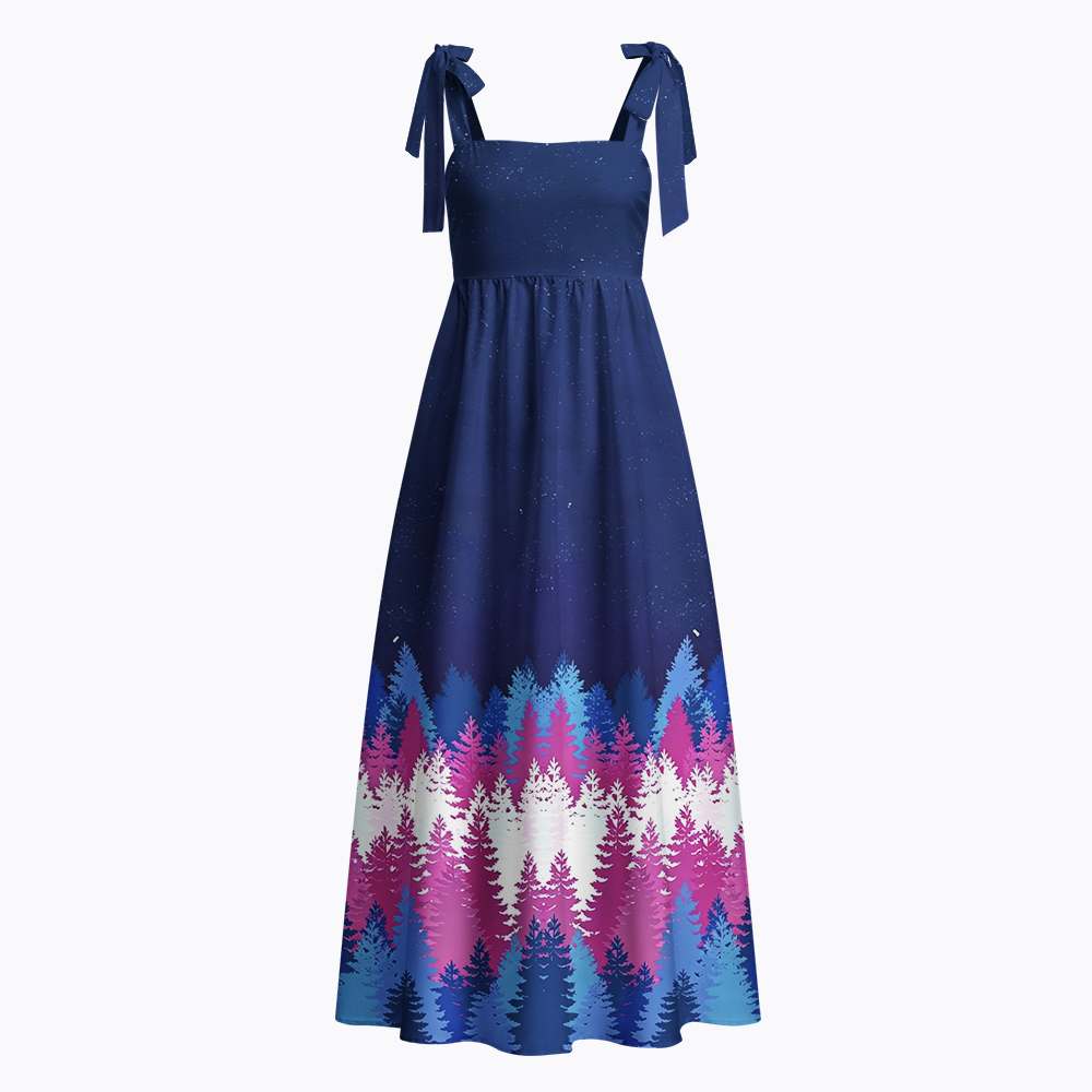 LGBTQ Night Forest Pastel Tie Shoulder Maxi Dress