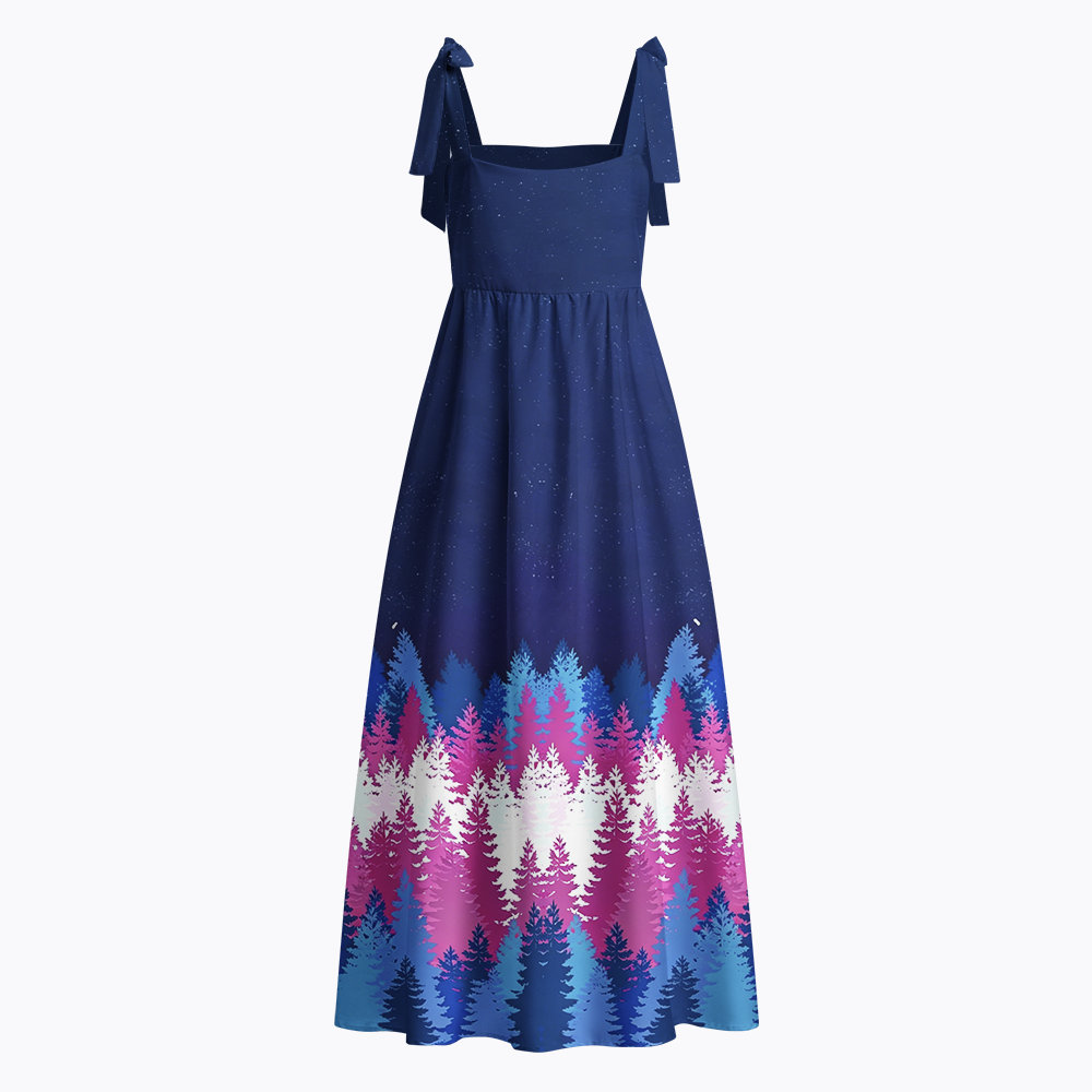 LGBTQ Night Forest Pastel Tie Shoulder Maxi Dress