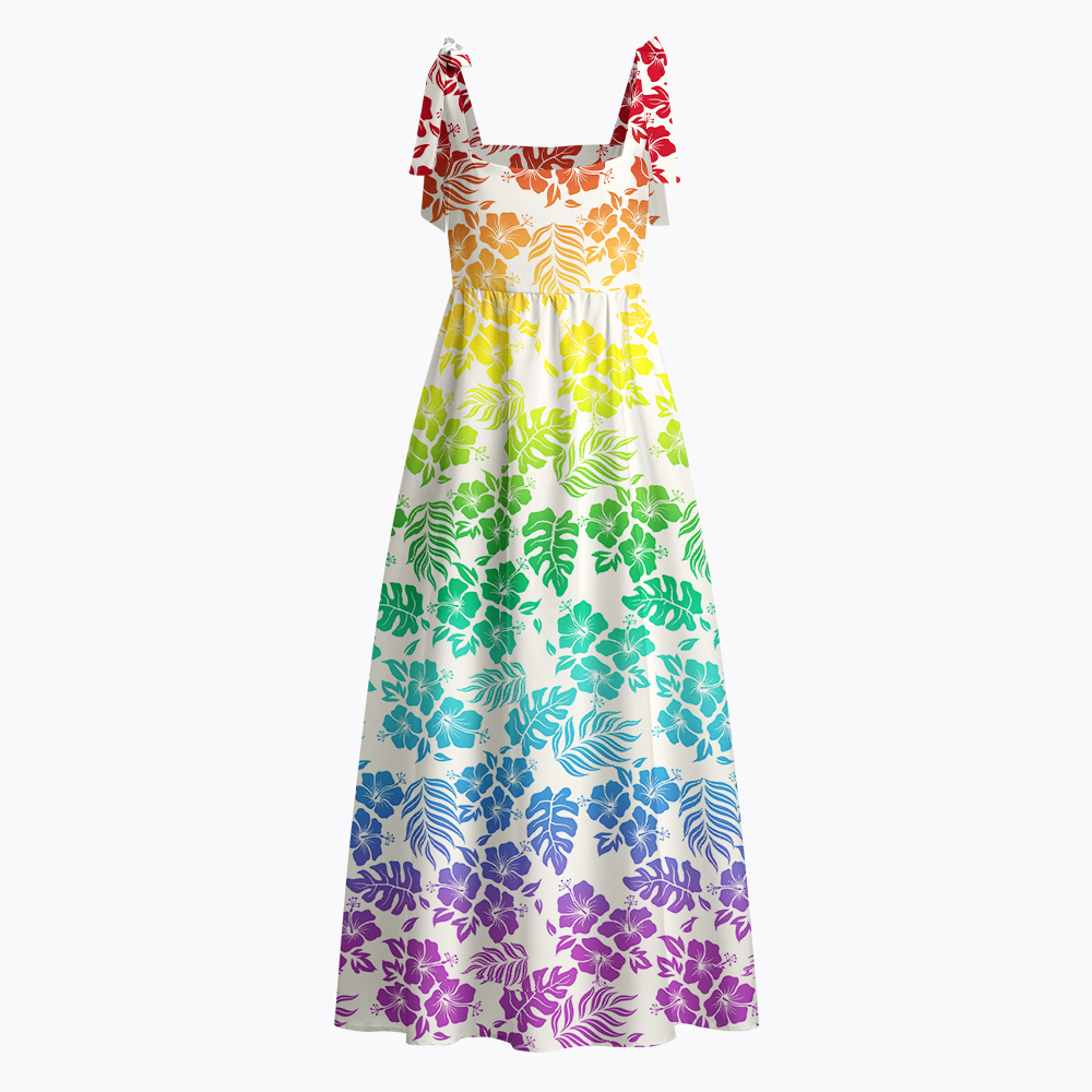 LGBT Hibiscus Tie Shoulder Maxi Dress