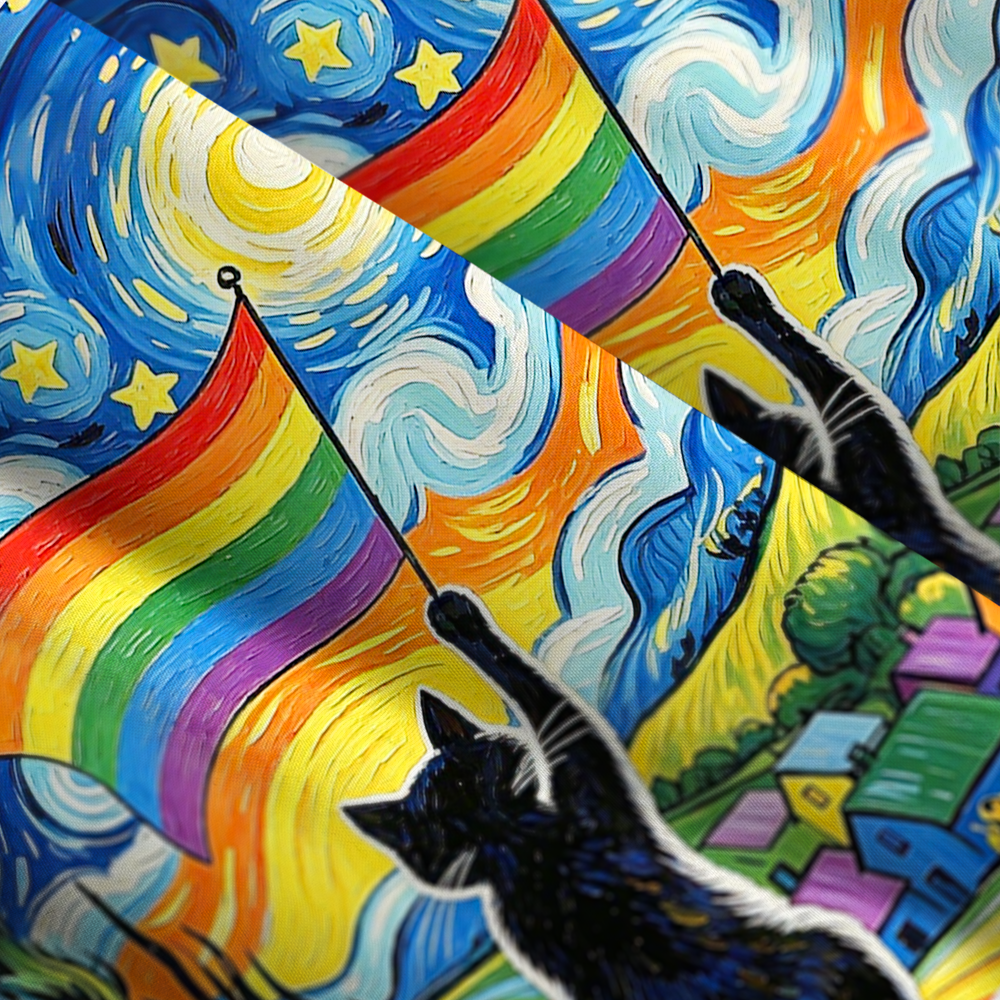 LGBTQ Star Night Impressionist Cat Maxi Dress
