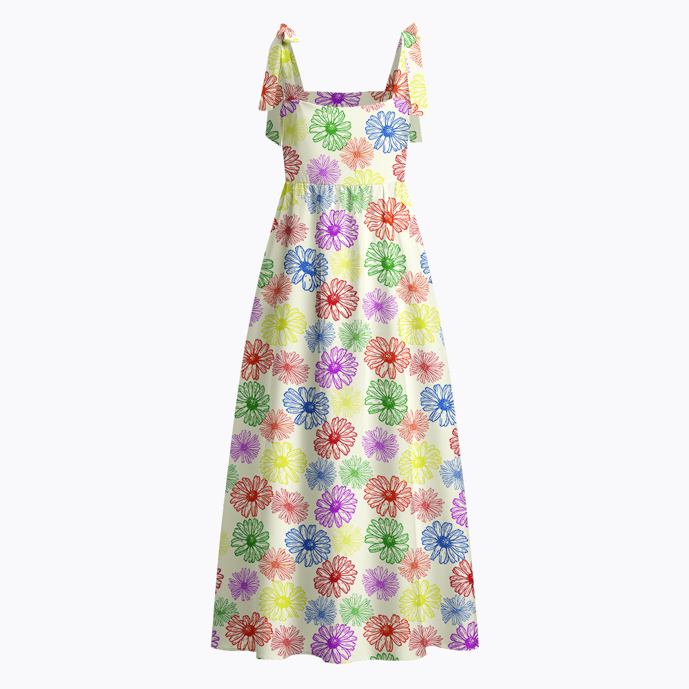 Charming Daisy Field Tie Shoulder Maxi Dress
