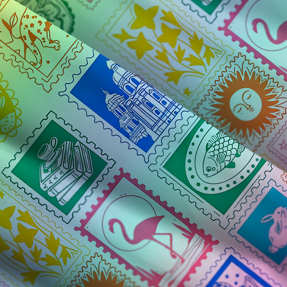 Vintage Postage Stamp Rainbow Maxi Dress
