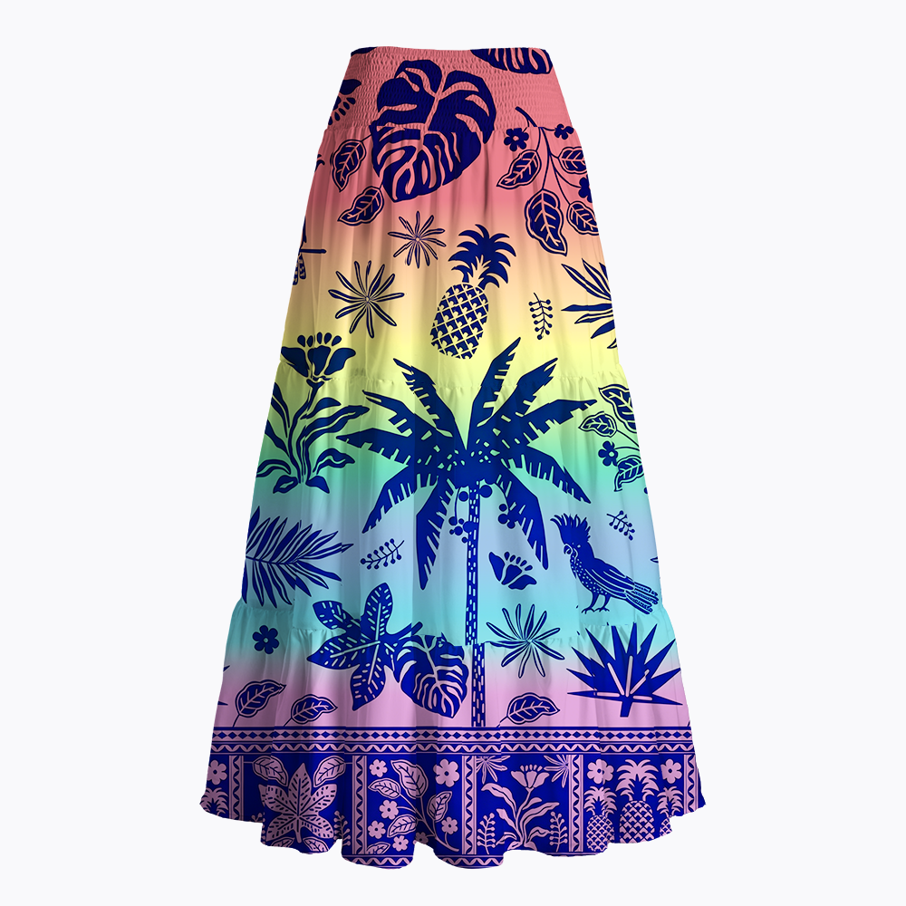 Tropical Botanical Rainbow LGBTQ Maxi Skirt