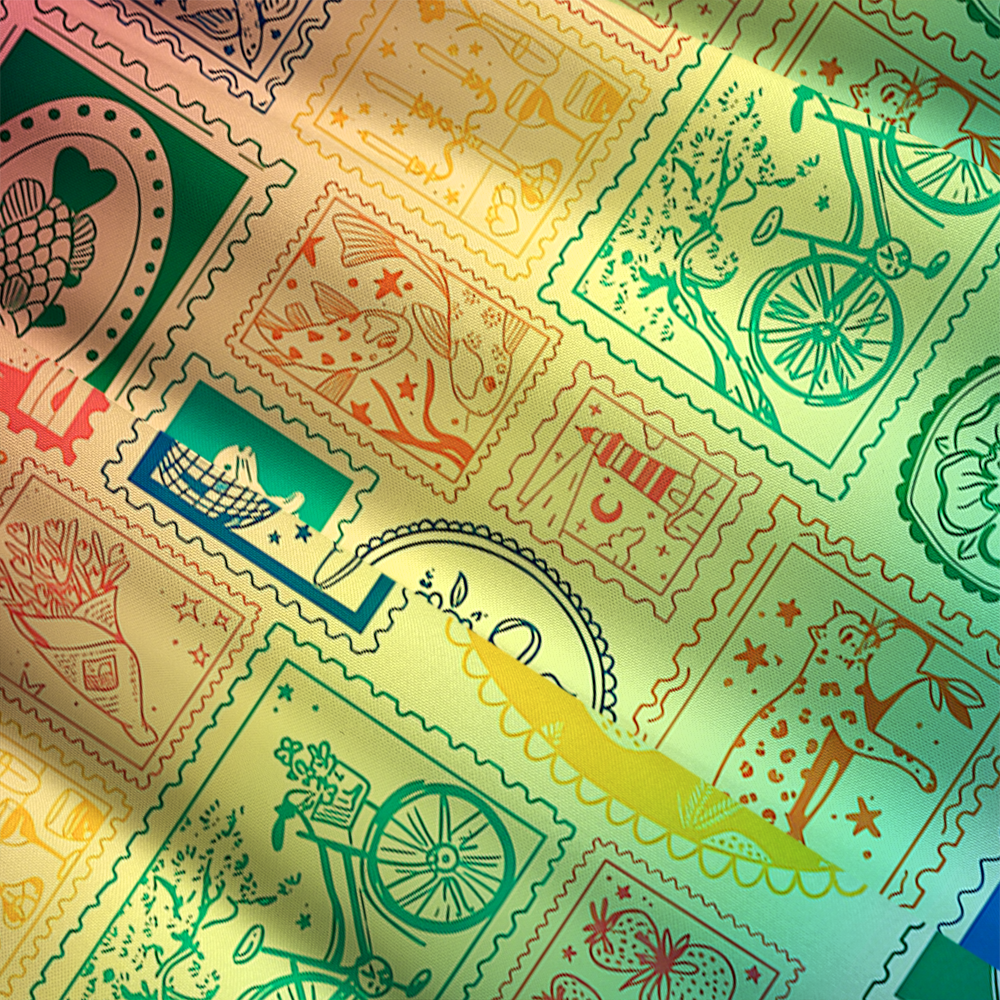 Vintage Postage Stamp Rainbow Maxi Skirt