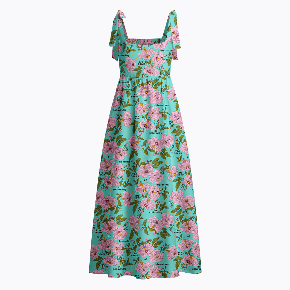 The Seeds of Liberation Tie Shoulder Maxi Dress