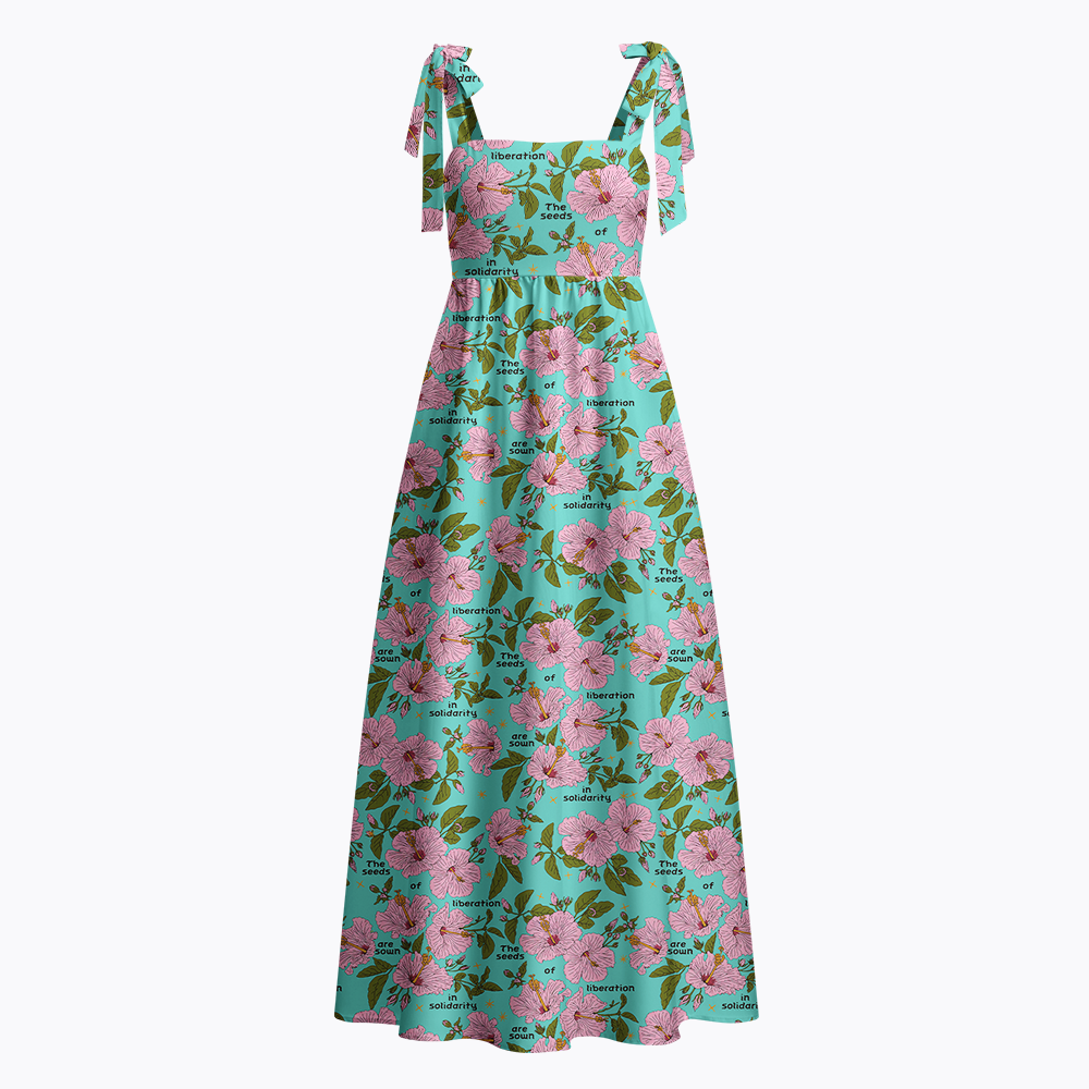 The Seeds of Liberation Tie Shoulder Maxi Dress