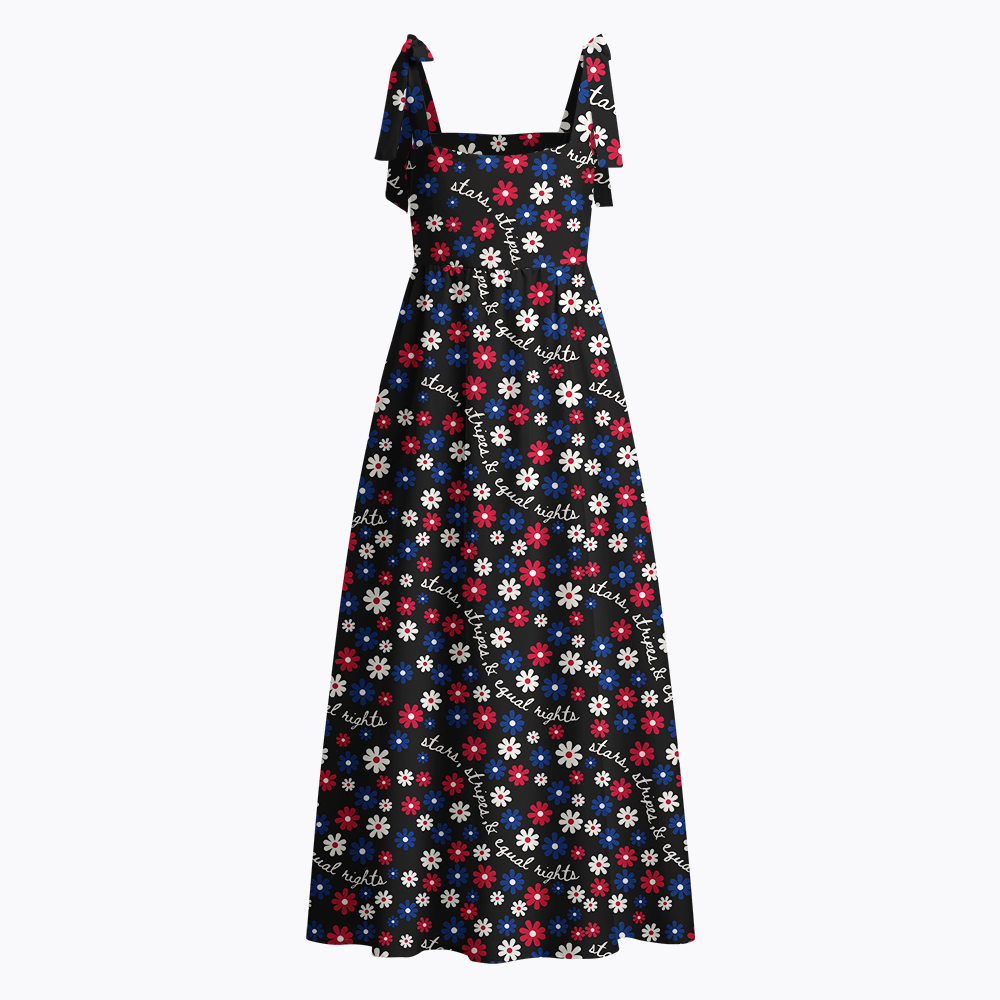 Funny 4th of July Tie Shoulder Maxi Dress