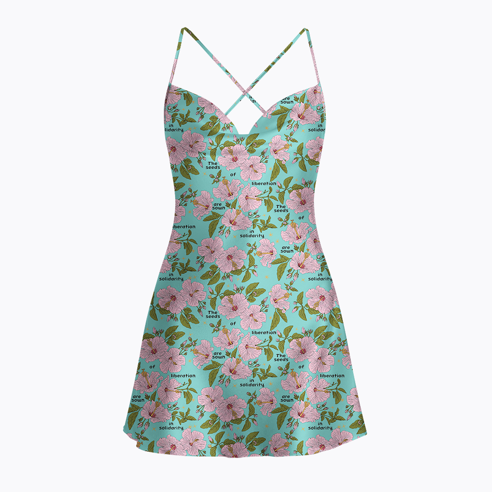 The Seeds of Liberation Satin Cross Back Mini Dresses