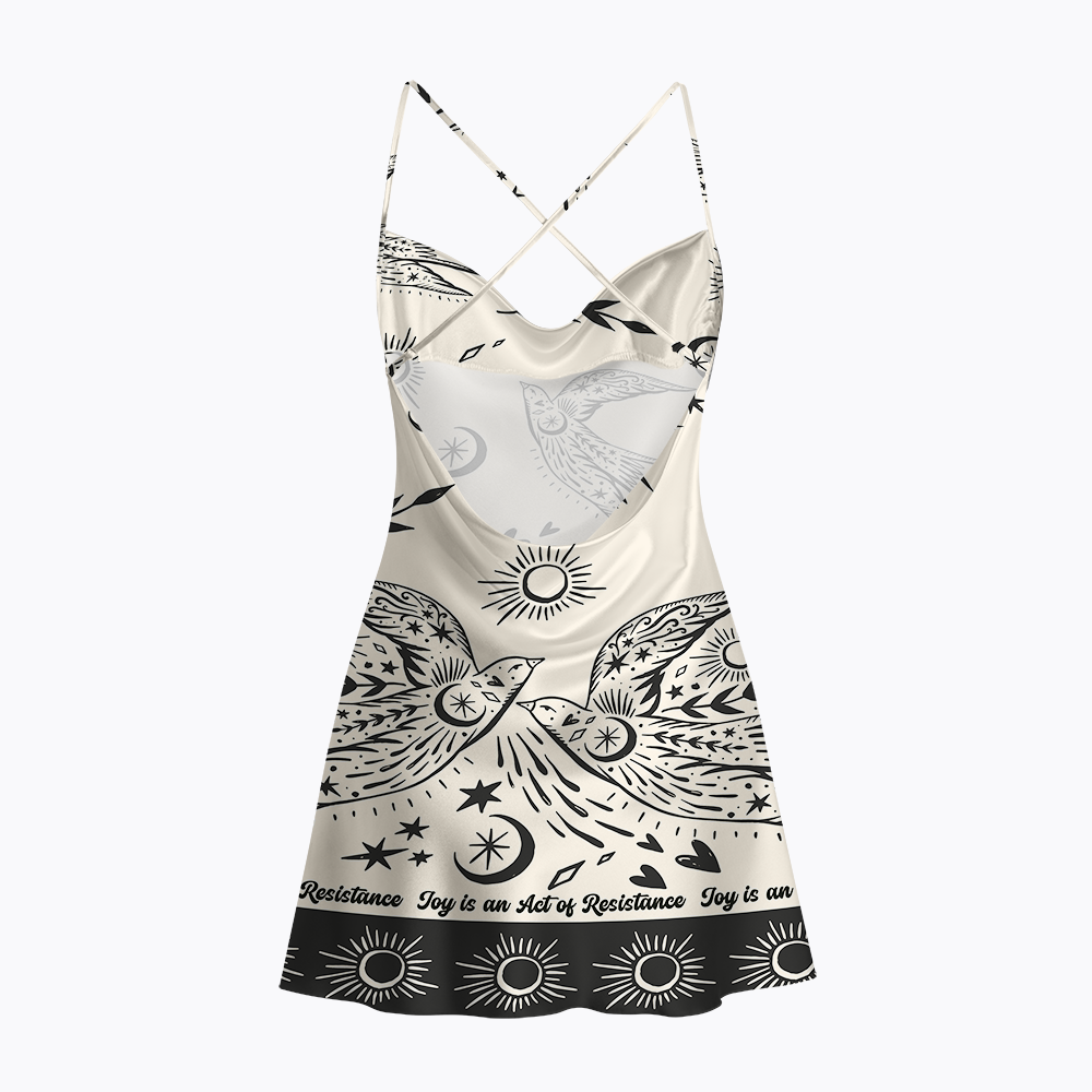 Joy is an Act of Resistance Satin Cross Back Mini Dresses