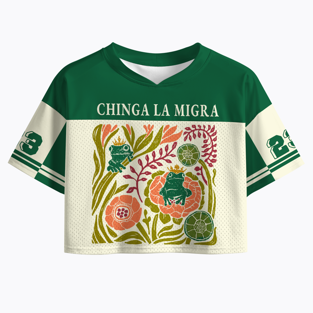 Chinga La Migra Frog Crop Sports Jersey