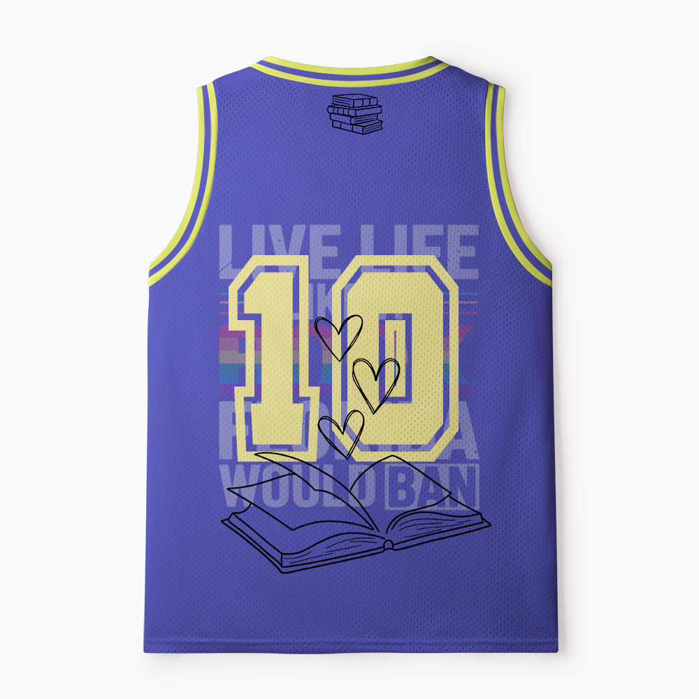 LGBTQ Quote Live Life Like A Banned Rainbow Book Mesh Jersey Tank Top