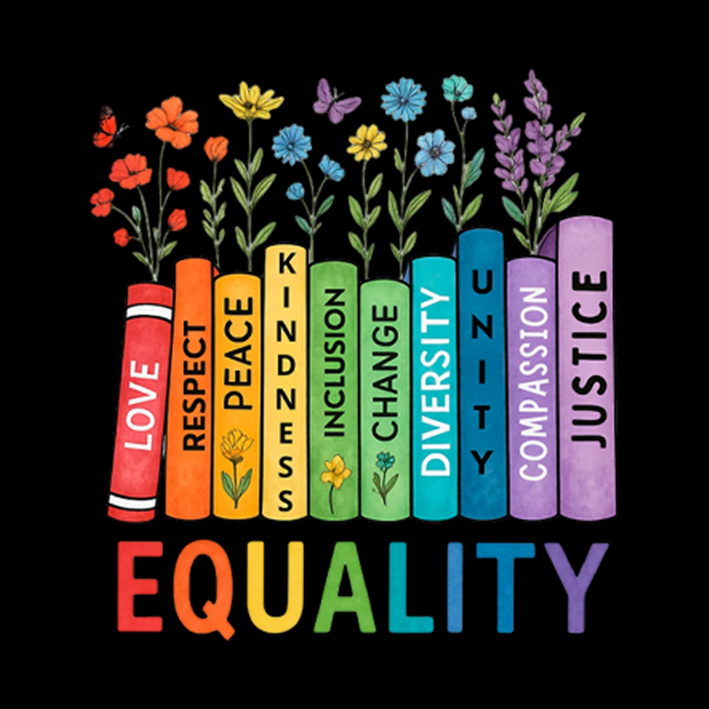 Equal Rights Book Flower Social Justice Love Kindness Off Shoulder T-Shirt