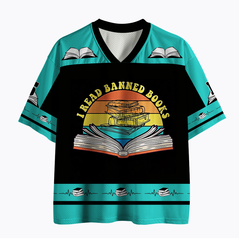 I Read Banned Books Retro Sunset Mesh Jersey
