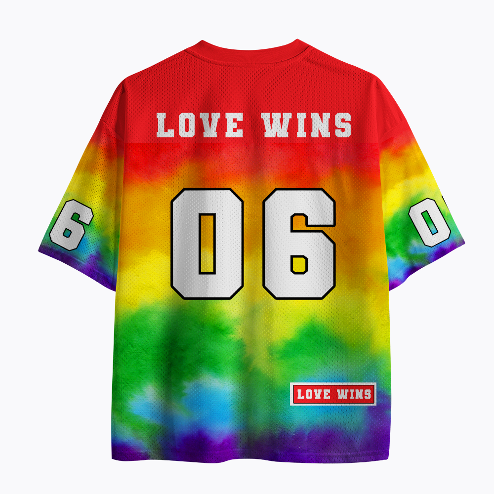 Rainbow Tie Dye Pride Love Wins Mesh Jersey