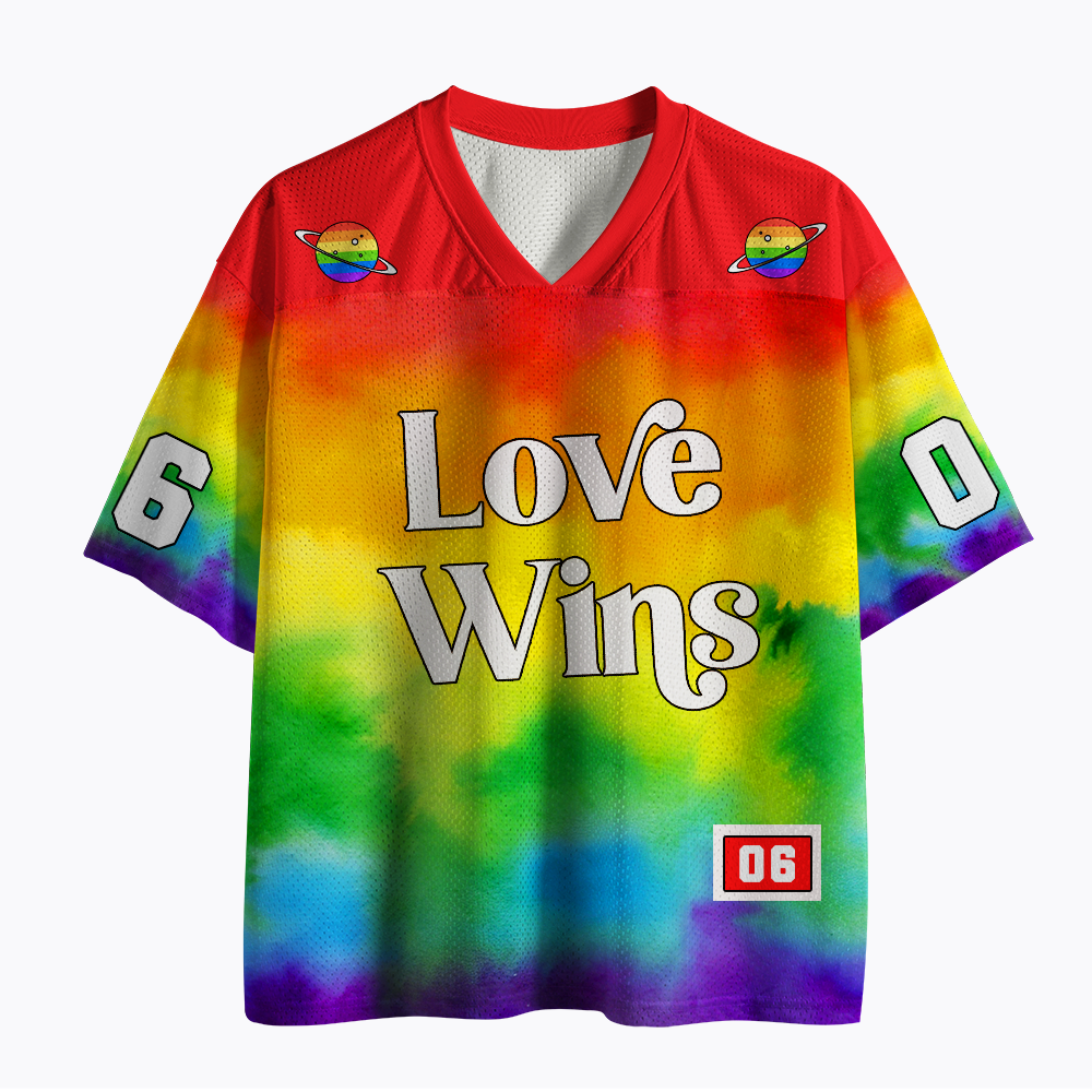 Rainbow Tie Dye Pride Love Wins Mesh Jersey