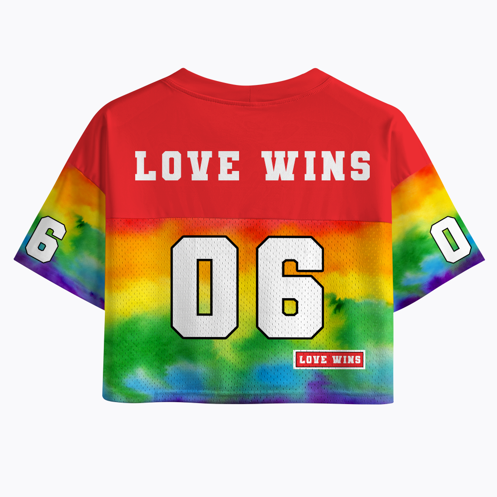 Rainbow Tie Dye Pride Love Wins Crop Sports Jersey