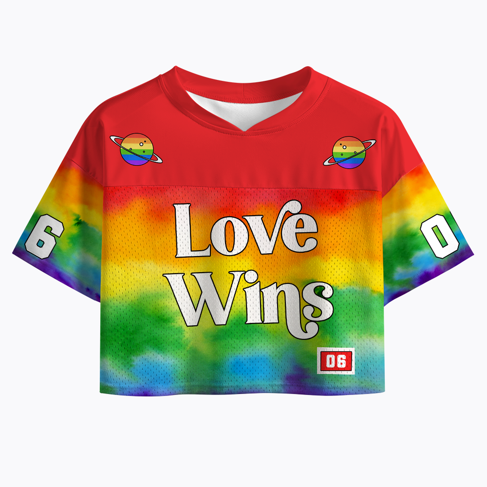 Rainbow Tie Dye Pride Love Wins Crop Sports Jersey