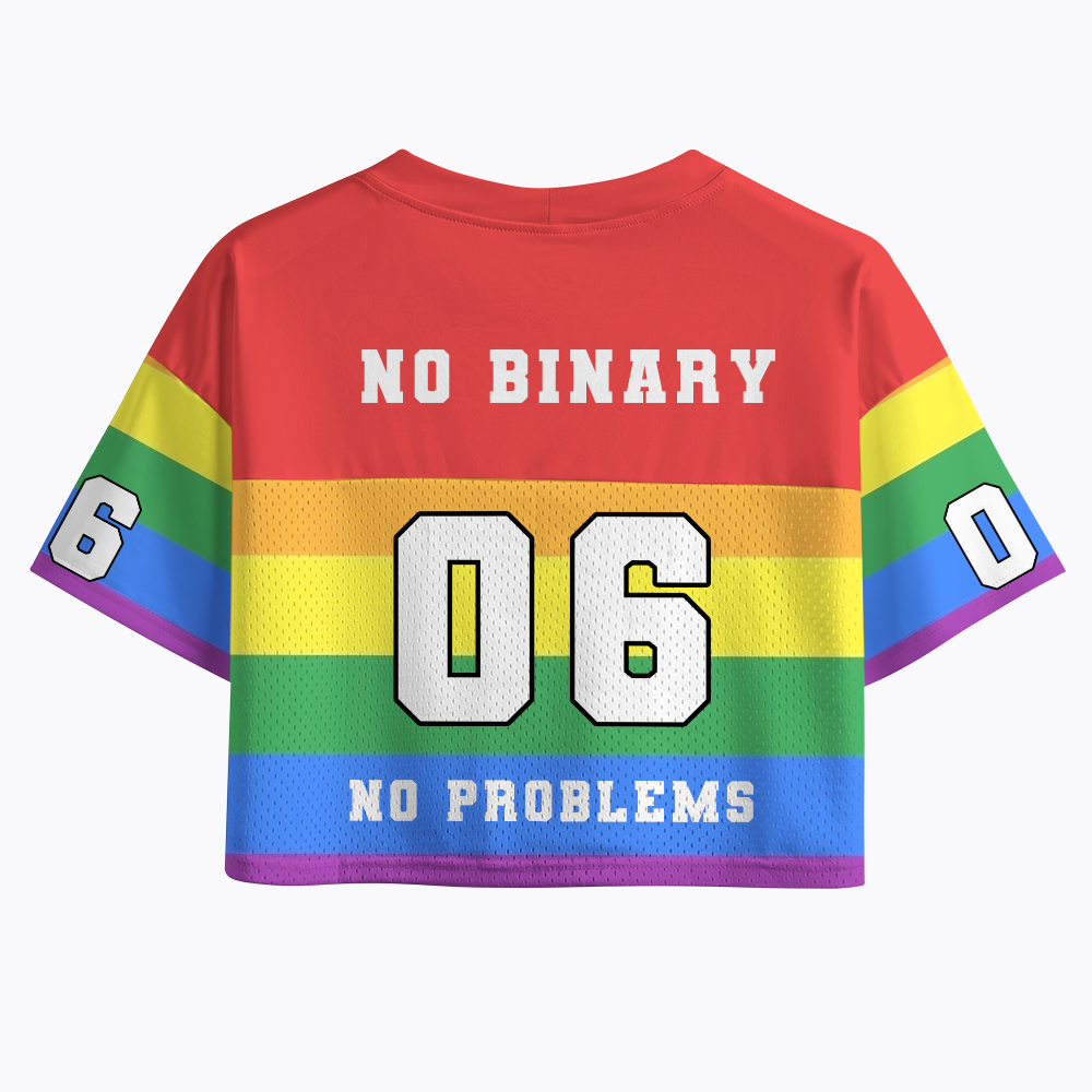 No Binary No Problems Pride Crop Sports Jersey