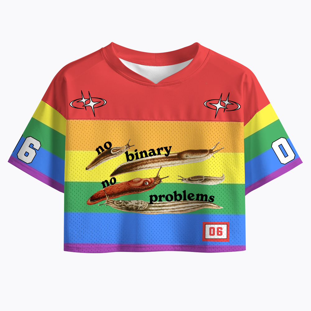 No Binary No Problems Pride Crop Sports Jersey
