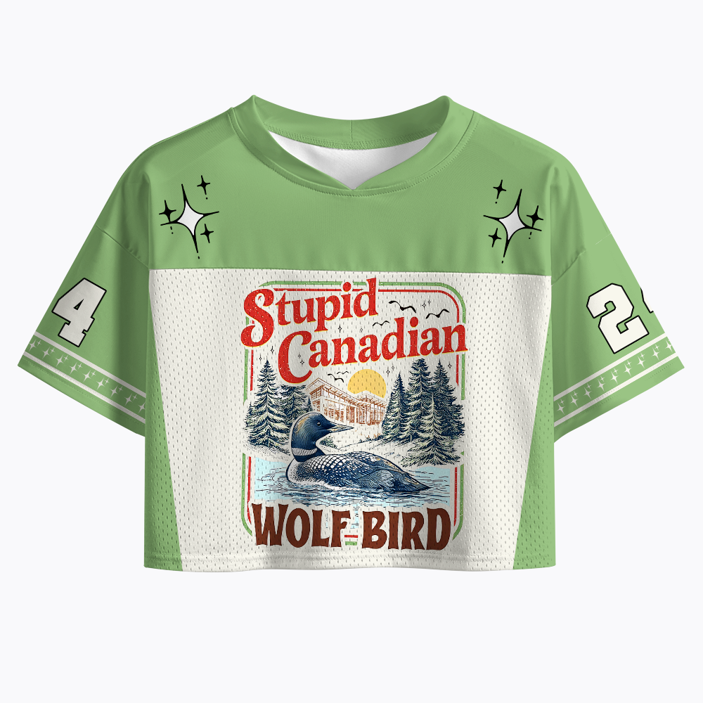 Stupid Canadian Wolf Bird Crop Sports Jersey
