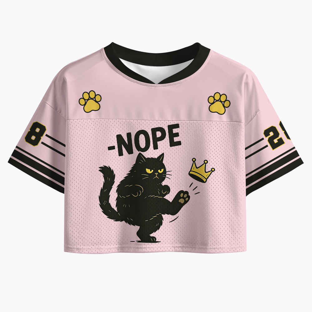 No Kings in America Black Cat Crop Sports Jersey