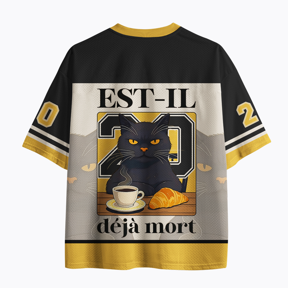 French Cat with Hidden Message Mesh Jersey