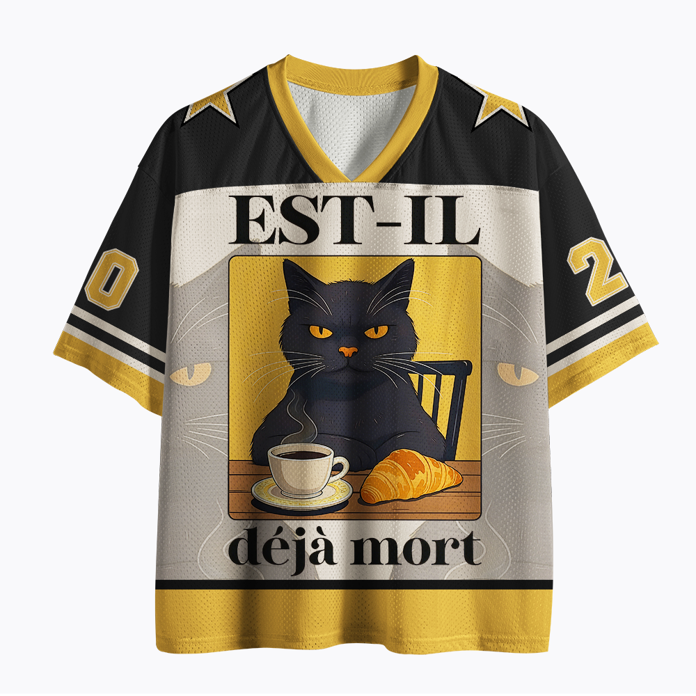French Cat with Hidden Message Mesh Jersey