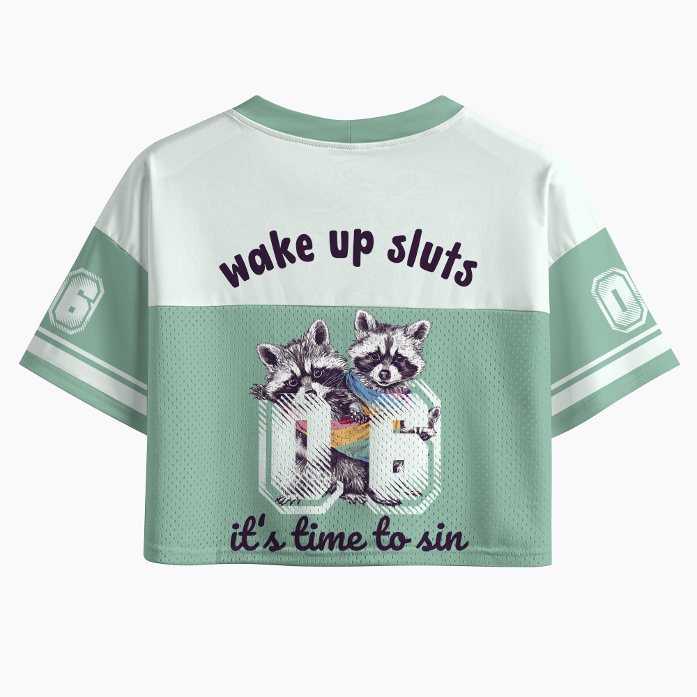 Wake up Sluts it's time to sin Crop Sports Jersey