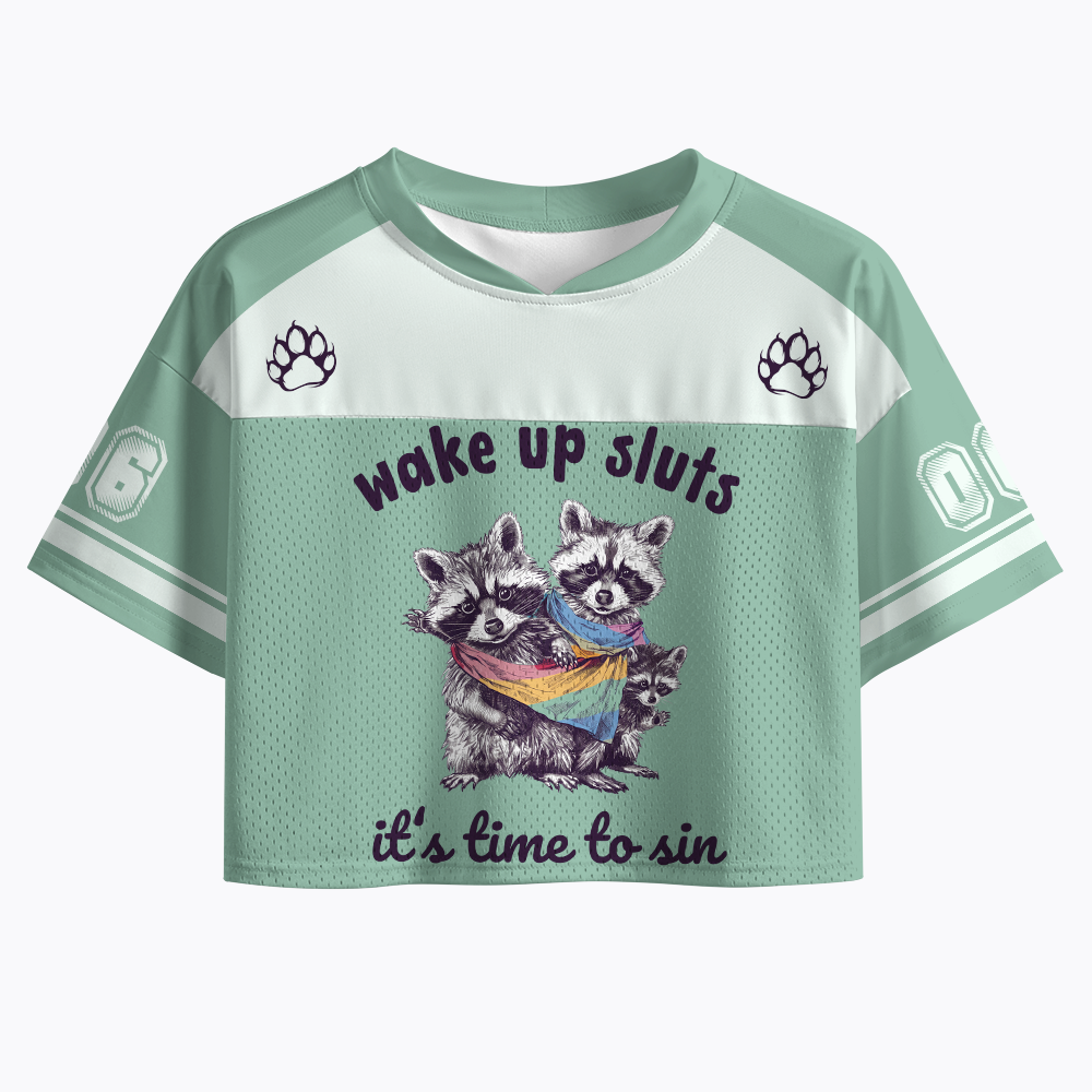Wake up Sluts it's time to sin Crop Sports Jersey