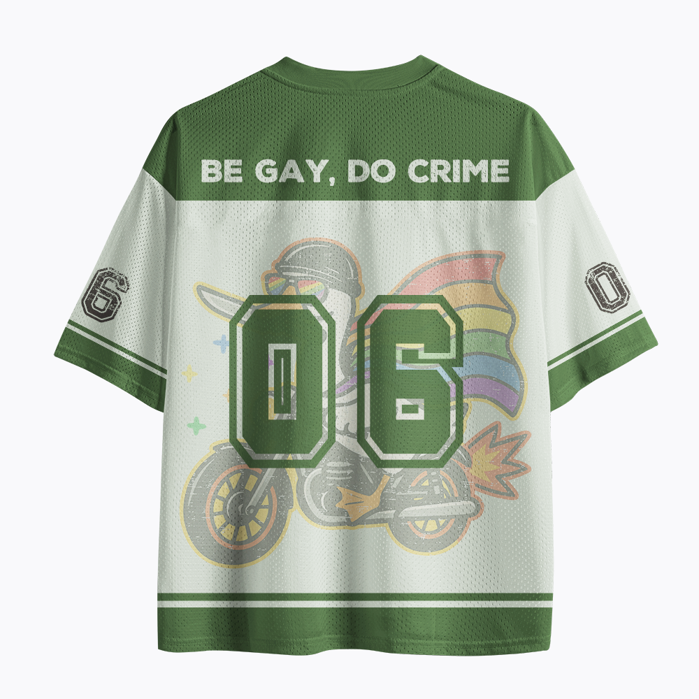 Be Gay Do Crime Goose Rainbow Pride LGBTQ Mesh Jersey