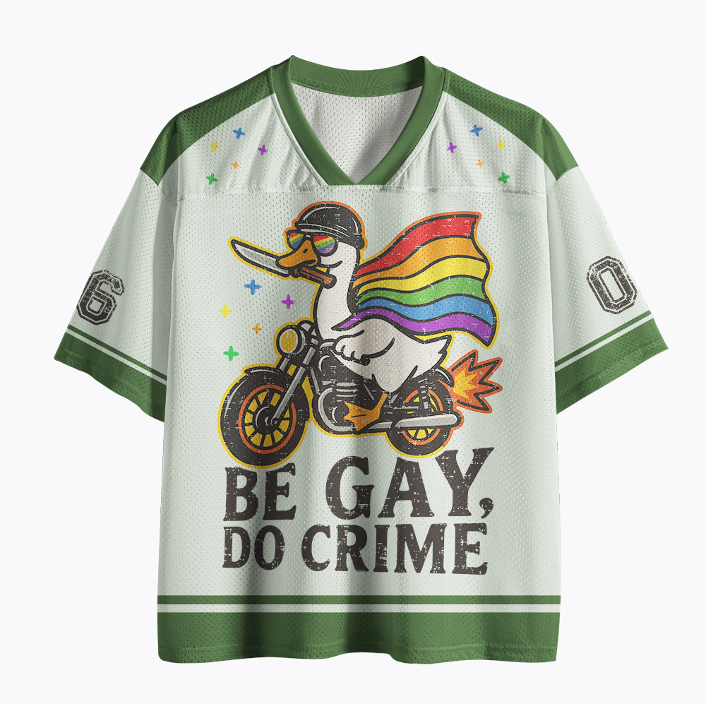 Be Gay Do Crime Goose Rainbow Pride LGBTQ Mesh Jersey